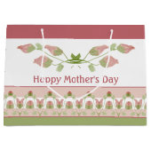 Schöne, rosa, grün-weiße, blumengeschmückte Farbe Große Geschenktüte (Vorderseite)