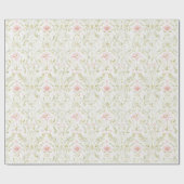 Schöne rosa grüne Blumen-Braut-Party Geschenkpapier (Flach)