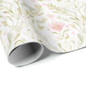 Schöne rosa grüne Blumen-Braut-Party Geschenkpapier (Rolleneckpunkt)