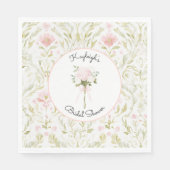 Schöne rosa grüne Blumen-Braut-Party Serviette (Vorderseite)