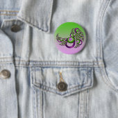 Schöne rosa grüne Herzen Modernes Abstraktes Frakt Button (Beispiel)