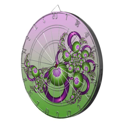 Schöne rosa grüne Herzen Modernes Abstraktes Frakt Dartscheibe (Vorderseite rechts)