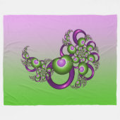 Schöne rosa grüne Herzen Modernes Abstraktes Frakt Fleecedecke (Vorderseite (Horizontal))