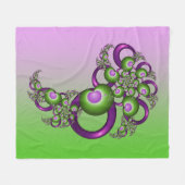 Schöne rosa grüne Herzen Modernes Abstraktes Frakt Fleecedecke (Vorderseite (Horizontal))