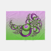 Schöne rosa grüne Herzen Modernes Abstraktes Frakt Fleecedecke (Vorderseite (Horizontal))