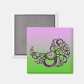 Schöne rosa grüne Herzen Modernes Abstraktes Frakt Magnet (Vorderseite/Rückseite)