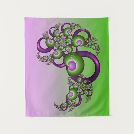 Schöne rosa grüne Herzen Modernes Abstraktes Frakt Wandteppich (Vorderseite)