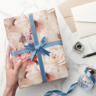 Schöne rosa Hauch-Creme-Rosen-Blumenhochzeit Geschenkpapier