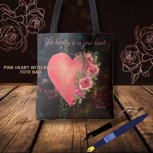 Schöne rosa Herz schwarze Tote-Tasche Tasche