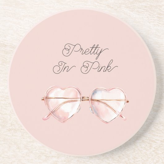 Schöne rosa Herz-Sonnenbrille Getränkeuntersetzer (Vorne)