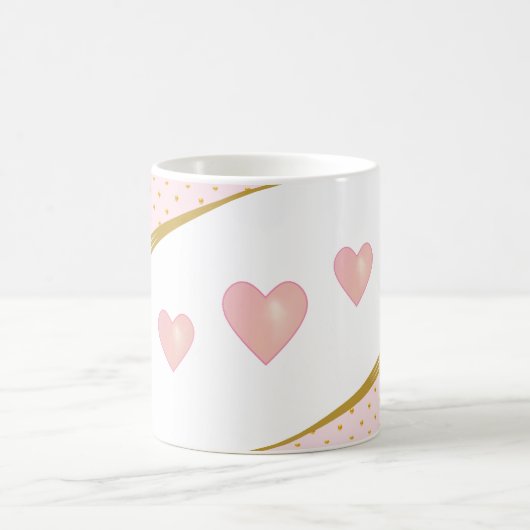 Schöne rosa Herzen & Gold Confetti Kaffeetasse (Mittel)