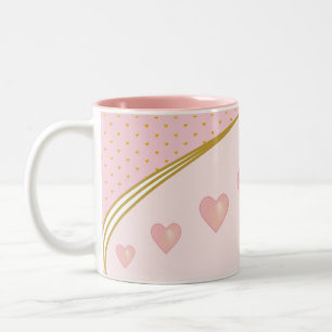 Schöne rosa Herzen & goldenes Konfetti Zweifarbige Tasse
