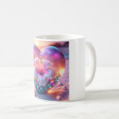 Schöne rosa Hibiskus-Herz-Glas-Perlen-Kaffeetasse  Kaffeetasse (VorderseiteRechts)