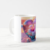 Schöne rosa Hibiskus-Herz-Glas-Perlen-Kaffeetasse  Kaffeetasse (Vorderseite Links)