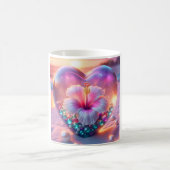 Schöne rosa Hibiskus-Herz-Glas-Perlen-Kaffeetasse  Kaffeetasse (Mittel)