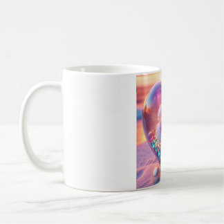 Schöne rosa Hibiskus-Herz-Glas-Perlen-Kaffeetasse Kaffeetasse
