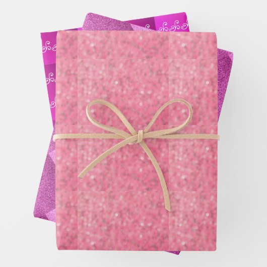 Schöne rosa Imitate Glitzer Wrapping Paper Sheets Geschenkpapier Set (Beispiel)