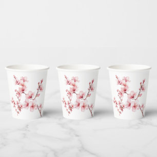 Schöne rosa Kirschbaumblüten Pappbecher