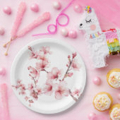 Schöne rosa Kirschbaumblüten Pappteller (Party)