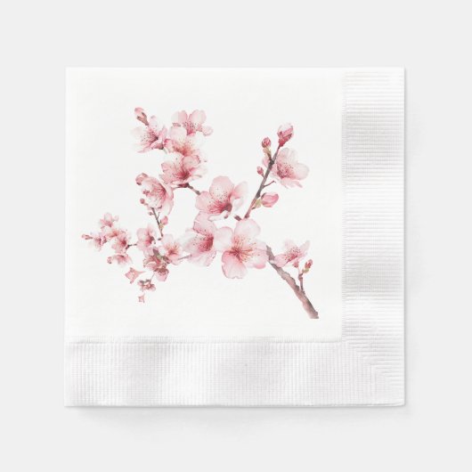 Schöne rosa Kirschbaumblüten Serviette (Vorderseite)