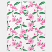 Schöne rosa Kirschblossom Flora Wasserfarbe Fleecedecke (Vorderseite)