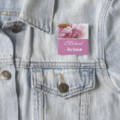 Schöne Rosa Kirschblüte Frühjahr Hochzeitsgroom Button (Beispiel)