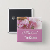 Schöne Rosa Kirschblüte Frühjahr Hochzeitsgroom Button (Vorne & Hinten)