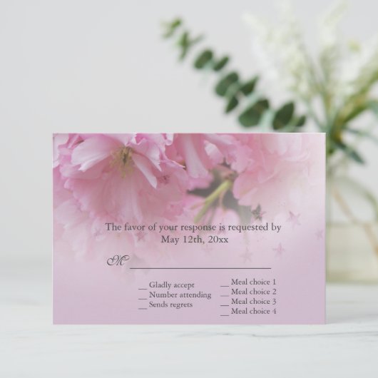 Schöne Rosa Kirschblüte Frühjahrshochzeit UAWG RSVP Karte (Stehend Vorderseite)