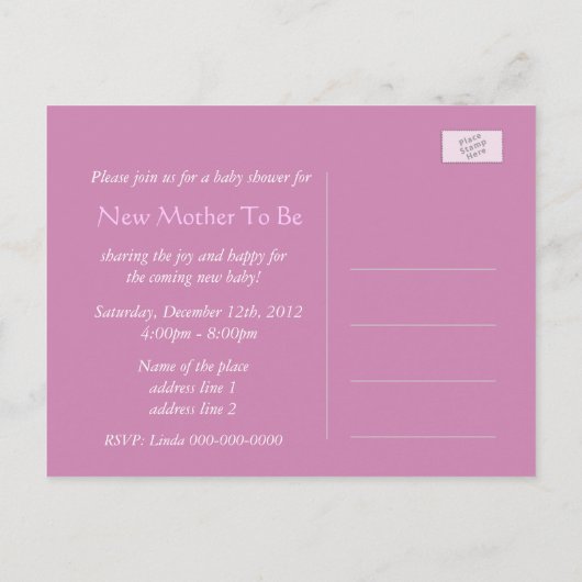 Schöne Rosa Kirschblüte Frühlingsdusche Einladungspostkarte (Rückseite)