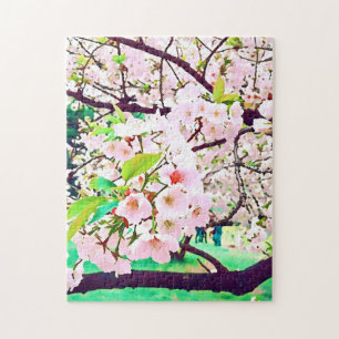 Schöne Rosa Kirschblüte Japan Reise Puzzle
