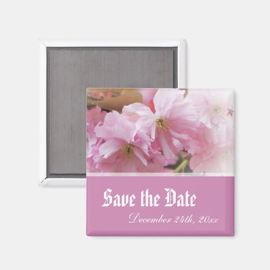 Schöne Rosa Kirschblüte Save the Date Hochzeit Magnet (Vorderseite/Rückseite)