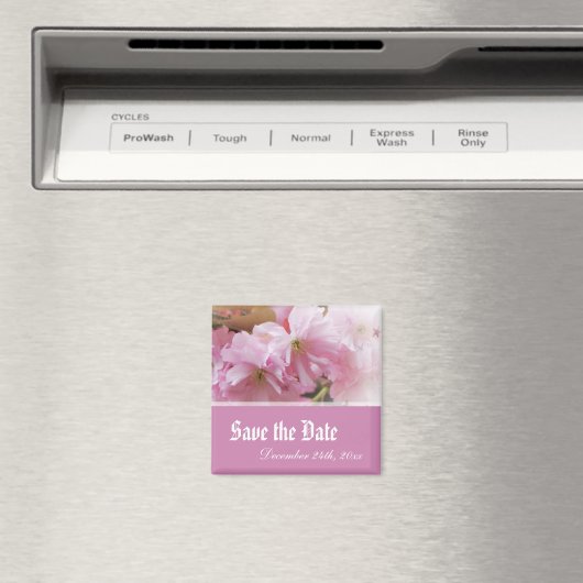 Schöne Rosa Kirschblüte Save the Date Hochzeit Magnet (In Situ (Geschirrspüler))