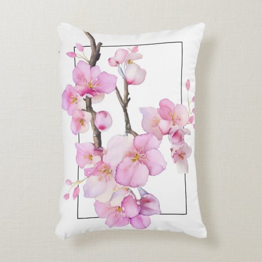 Schöne rosa Kirschblüten Dekokissen (Vorderseite(Vertikal))
