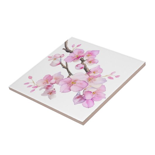 Schöne rosa Kirschblüten Fliese (Seite)