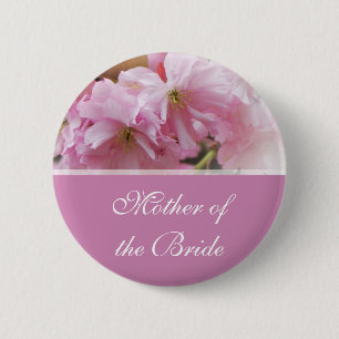 Schöne rosa Kirschblüten-Frühlingshochzeit Mutter Button