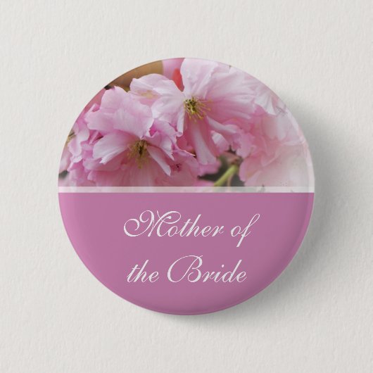 Schöne rosa Kirschblüten-Frühlingshochzeit Mutter Button (Vorderseite)