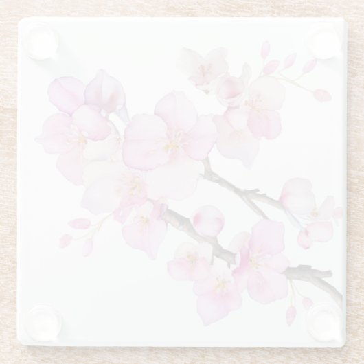 Schöne rosa Kirschblüten Glasuntersetzer (Rückseite)