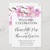 Schöne rosa Kirschblüten Hochzeit Einladung (Vorne/Hinten)