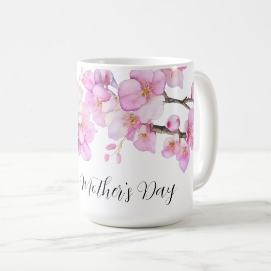 Schöne rosa Kirschblüten Kaffeetasse (VorderseiteRechts)