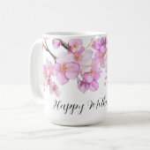 Schöne rosa Kirschblüten Kaffeetasse (Vorderseite Links)