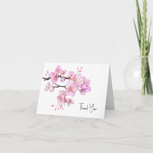 Schöne rosa Kirschblüten mit Blumen Dankeskarte (Vorderseite)