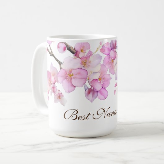 Schöne rosa Kirschblüten Nana Kaffeetasse (Vorderseite Links)