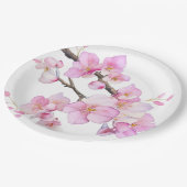 Schöne rosa Kirschblüten Pappteller (Schrägansicht)