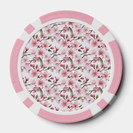 Schöne rosa Kirschblüten Pokerchips (Rückseite)
