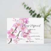Schöne rosa Kirschblüten RSVP Karte (Stehend Vorderseite)