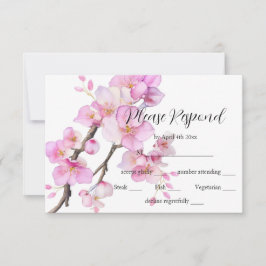Schöne rosa Kirschblüten RSVP Karte
