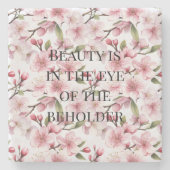 Schöne rosa Kirschblüten Steinuntersetzer (Vorderseite)