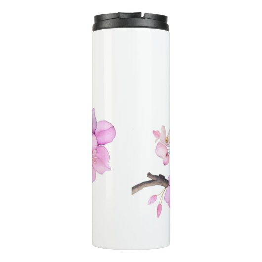 Schöne rosa Kirschblüten Thermosbecher (Rückseite)