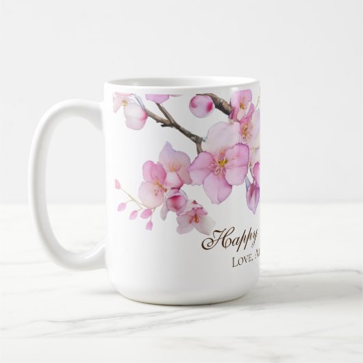 Schöne rosa Kirschblütenblüten Mütter Kaffeetasse (Links)