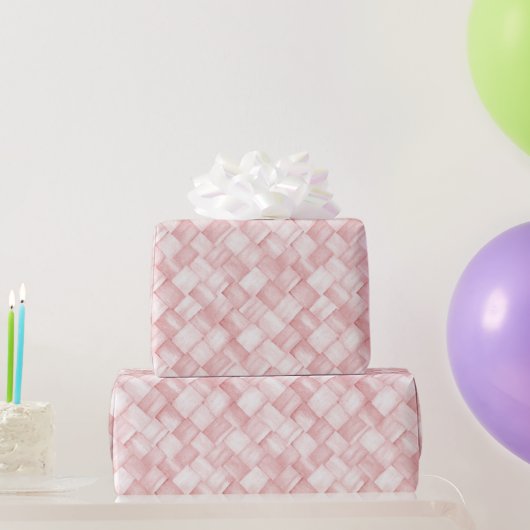 Schöne rosa Korbgeflecht-Geburtstag Geschenkpapier (Partygeschenke)